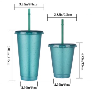 Wat 1pcs personalizado al aire libre brillante artículos de bebida reutilizables plástico beber taza de paja taza/Multicolor (3)