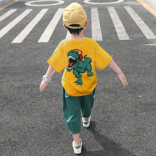 2021New ropa de los niños de los niños traje de verano de la moda de los niños de estilo coreano guapo Casual de manga corta traje de dos piezas (2)