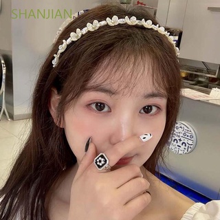Shangke Moda Temperamento Para mujer accesorios Elegantes Para el cabello Estilo Coreano perlas Para el cabello banda de flores