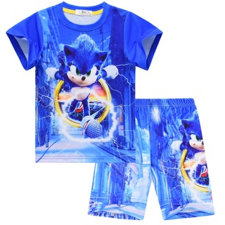 Sonic The Hedgehog verano niños niños de dibujos animados conjuntos de ropa lindo algodón T-shirt de manga corta traje de niño ropa para niños traje