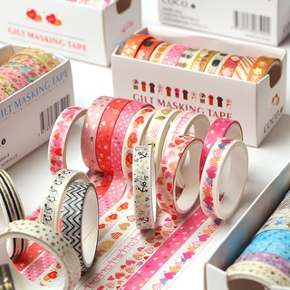10 unids/caja de oro estrella Washi cinta de enmascaramiento Scrapbooking DIY decoración etiqueta 2m (2)