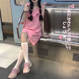 moda chica lindo chaleco rosa cereza bordado suelto cuello redondo sin mangas tops ropa en stock