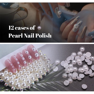 CHARMS oso perla uñas encantos de uñas cuentas de arte surtido de imitación perla uñas gemas flatback (7)