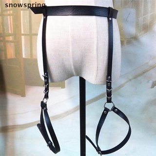 Snowspring Sexy Women Faux Leather Waist Leg Cincher Garter Belt Harness Panty Punk Costume CL