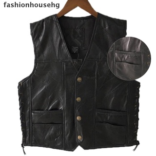 fashionhousehg cuero punk chaleco chaleco chaleco top chaquetas de motocicleta abrigo más el tamaño negro venta caliente