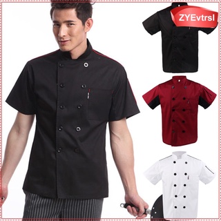 unisex verano chef chaqueta abrigo de manga corta chefwear cocina uniforme ropa