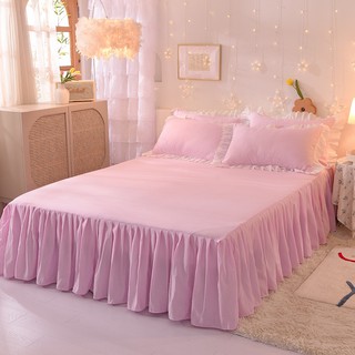 Juego de sábanas 4 en 1+funda de edredón+funda queen king size tela de algodón estilo de encaje liso color rosa claro (6)