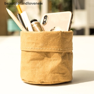 [hermoso Y encantador] 1Pcs papel Kraft maceta de escritorio flor reutilizable multifunción bolsa de almacenamiento