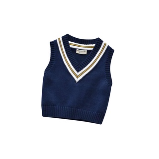 ✣Eo♥Chaleco de los niños, tejer gruesa aguja sin mangas jersey cuello en V línea de cintura hilo de recorte suéter de niño (4)