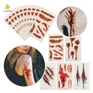 trueidea impermeable tatuaje pegatinas brazo usando la decoración del cuerpo cicatriz heridas estilo realista temporal para halloween fiesta suministros para niños adultos