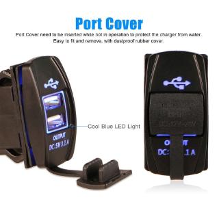 3.1A Dual USB Port Charger Socket Outlet 12V LED Waterproof for Motorcycle Car (9)