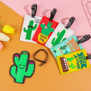 june creative baggage label anti-perdida accesorios de viaje etiqueta de equipaje patrón de dibujos animados portátil gel de sílice material de identificación dirección cactus estilo donut (5)