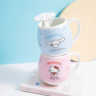 Nuevo producto Miniso famoso producto con cuchara taza canela perro Hello Kitty desayuno linda taza linda pareja taza de cerámica (4)