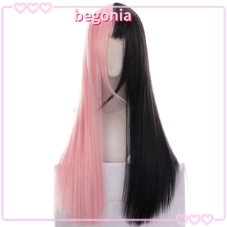Begonia largo grueso mujeres mujer Cosplay extensión de pelo Harajuku estilo gótico pelo negro y rosa peluca doble Color Toupee