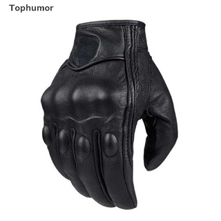 [tophumor] guantes de motocicleta de cuero real retro guantes impermeables motocross guante.