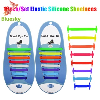 16 unids/Set mujeres elástico de silicona cordones sin lazo cordones para zapatos zapatillas de deporte entrenador niños (1)