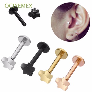 Ocixemex 2 pzs piercings de barra de barra para mujer joyería de acero quirúrgico Tragus aretes de oreja Multicolor