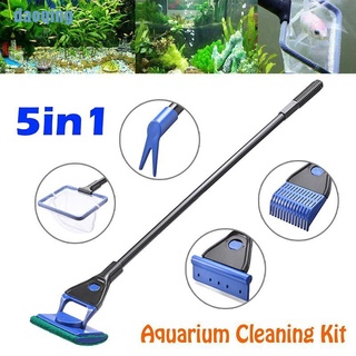 [ING] 5 en 1 herramientas de limpieza de acuario tanque de peces red de grava rastrillo de algas rascador
