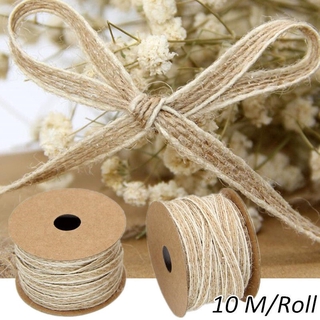 10m/rollo de yute arpillera rollos de cinta hessian con encaje vintage decoración de boda fiesta diy regalo de navidad embalaje