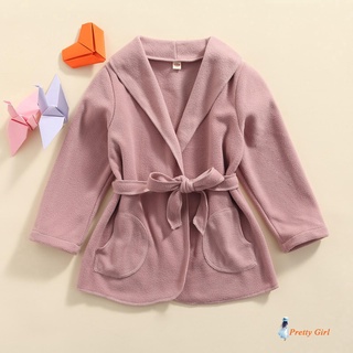 Mell-abrigo Estilo simple de color sólido con bolsillos laterales Para bebés/niñas (5)