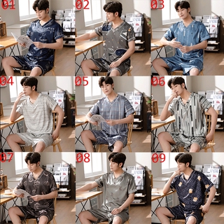 high quanlity hombres ropa de dormir ropa de manga corta hombre pijamas conjunto coreano de seda pijamas masculino ropa de hogar baju tidur