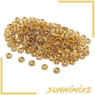 [Sunnimix2] 200 piezas de oro de 8 mm de cristal Rondelle espaciador cuentas para la fabricación de joyas hallazgos