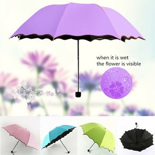 paraguas anti uv sol 3 plegable sombrilla mágica encuentro agua espectáculo flor