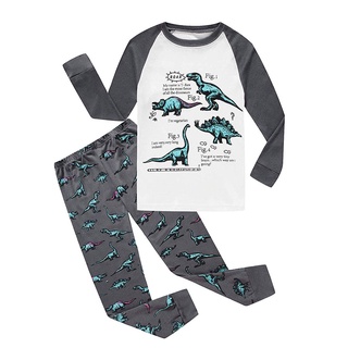 Mikeee_Niño bebé niños niñas de manga larga dinosaurio Tops+pantalones pijamas ropa de dormir traje