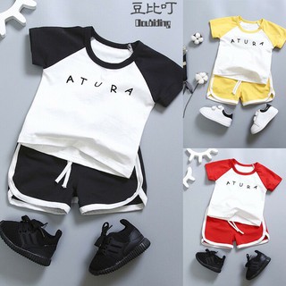 Camisa de bebé ropa de verano niños deportes casual manga corta camiseta de dos piezas traje