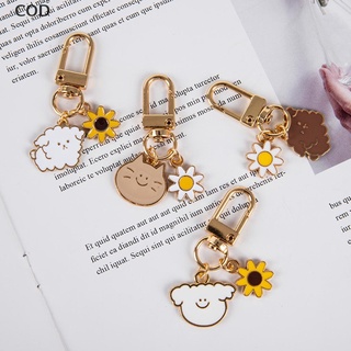 [COD] Cartoon Cute Cat Puppy Keychain Sun Flower Key Ring Chain Cute Charm Key Holder HOT