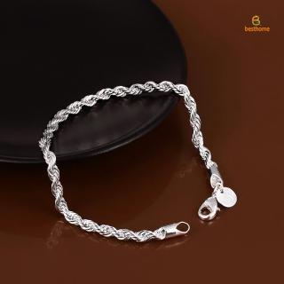 Bh nueva pulsera de diseño de cuerda trenzada de plata esterlina 925 para hombre/mujer Unisex (4)
