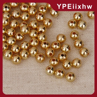100 fotos de perlas acrílicas de oro perla semillas de joyería sueltas para mujer 6mm