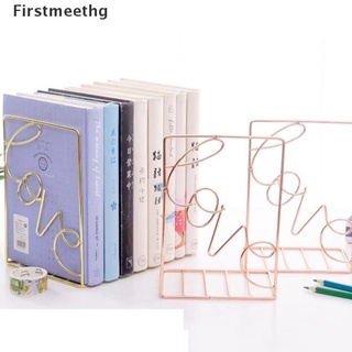 [firstmeethg] 2 piezas creativos de metal para libros, soporte para libros, organizador de escritorio, soporte de almacenamiento caliente