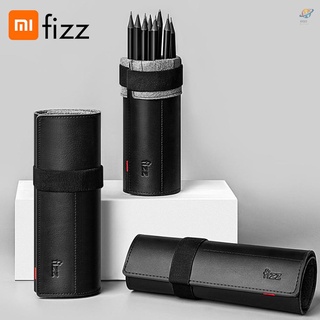 Xm Fizz estuche para lápices de gran capacidad, bolsa organizadora de bolígrafos, fibra de cuero con 8 agujeros para bolígrafos