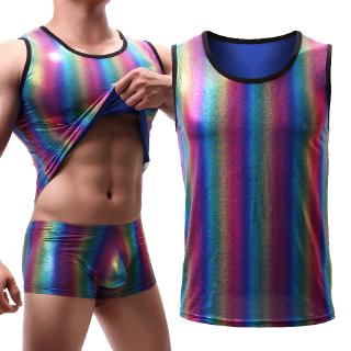 Arco iris rayas tanque Tops hombres camisa Fitness para hombre noche Club desgaste camiseta Singlet ropa para hombre