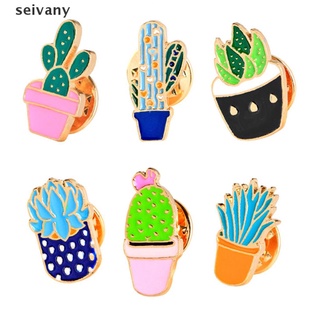 [seivany] 6 unids/set broche esmalte pins planta cactus collar pin insignia mujer joyería regalo