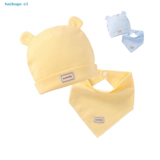 ha 2 unids/set bebé recién nacido gorra suave sombrero beanie con orejas triángulo toalla bufanda babero