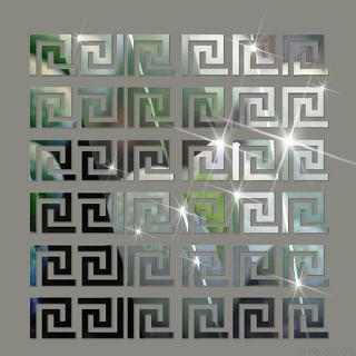 10 unids/set 3D acrílico espejo pegatinas de pared geométrica griega patrón de llave acrílico espejo DIY arte de pared decoración apliques (9)