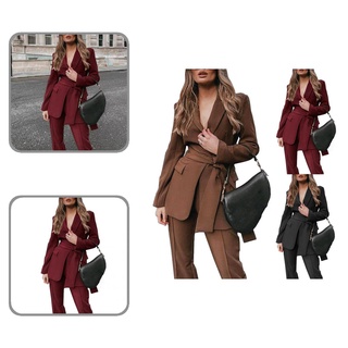 buany.cl Lapel Autumn Suit Set Thick Autumn Suit Set Lace Up for Work (1)