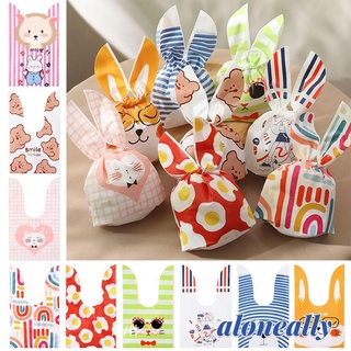 ALONEALLY 50PCS Gifts Candy Bag Party Supplies Biscuit Package Rabbit Cookie Bags Cute Bunny Ear Storage Pocket Snack Decoration Easter Rabbit