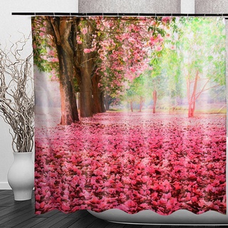 ON SALE Cherry Blossom 3D Fashion Pattern Bathroom Fabric Shower Curtain (4)