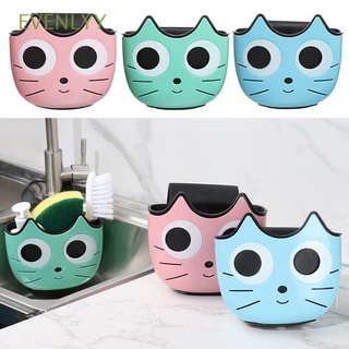EVENLYY Home Drain Bag Adjustable Soap Sponge Storage Sink Shelf New Cute Cat Durable Kitchen Bathroom Holder Drain Basket/Multicolor
