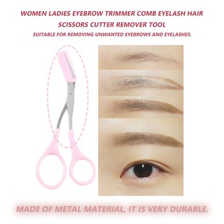 Women Ladies Eyebrow Trimmer Comb Eyelash Hair Scissors Cutter Remover Tool