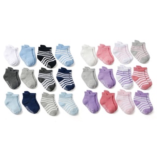 JE 12 Pair/Set Toddler Baby Sports Cotton Socks Comfortable Anti Slip Socks for 0-24 Months Boys Girls