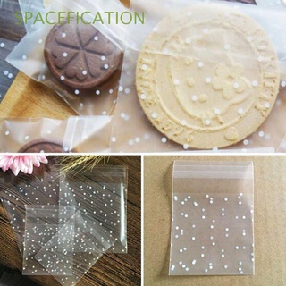 spacefication 100 piezas de regalo autoadhesivo hot seal opp bolsa de embalaje de plástico cookie nuevo caramelo hornear puntos blancos