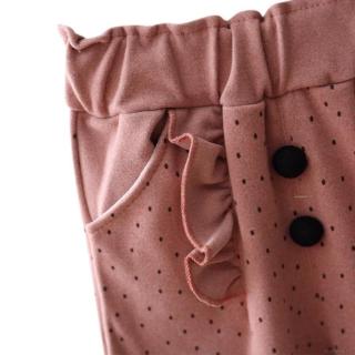 babysmile niñas pantalones de algodón lunares impresión pantalones casual volantes decoración pantalones ropa (4)