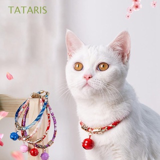 TATARIS Japanese-style Cat Supplies Outdoor Kitten Accessories Cat Collars Photo Decoration Travel Necklace With Bell Adjustable Pet Products/Multicolor