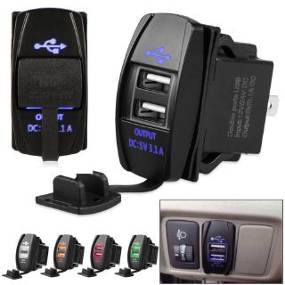 3.1A Dual USB Port Charger Socket Outlet 12V LED Waterproof for Motorcycle Car (1)
