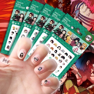 {FCC} 5 unids/Set Demon Slayer Kimetsu no Yaiba pegatina de uñas Anime pegatinas manicura (1)