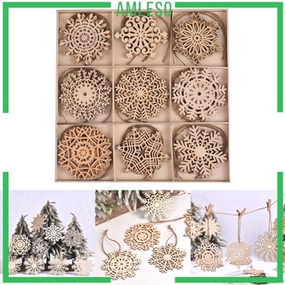 [AMLESO] 27 piezas de madera de navidad rebanadas surtidos colgantes de navidad DIY adornos colgantes
